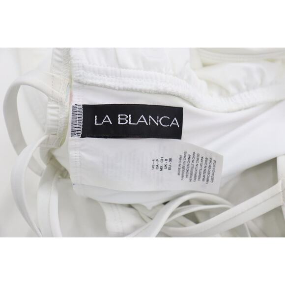 La Blanca Sz 4 Womens Spectrum Striped Rainbow Strappy One Piece Swimsuit White - Picture 11 of 13